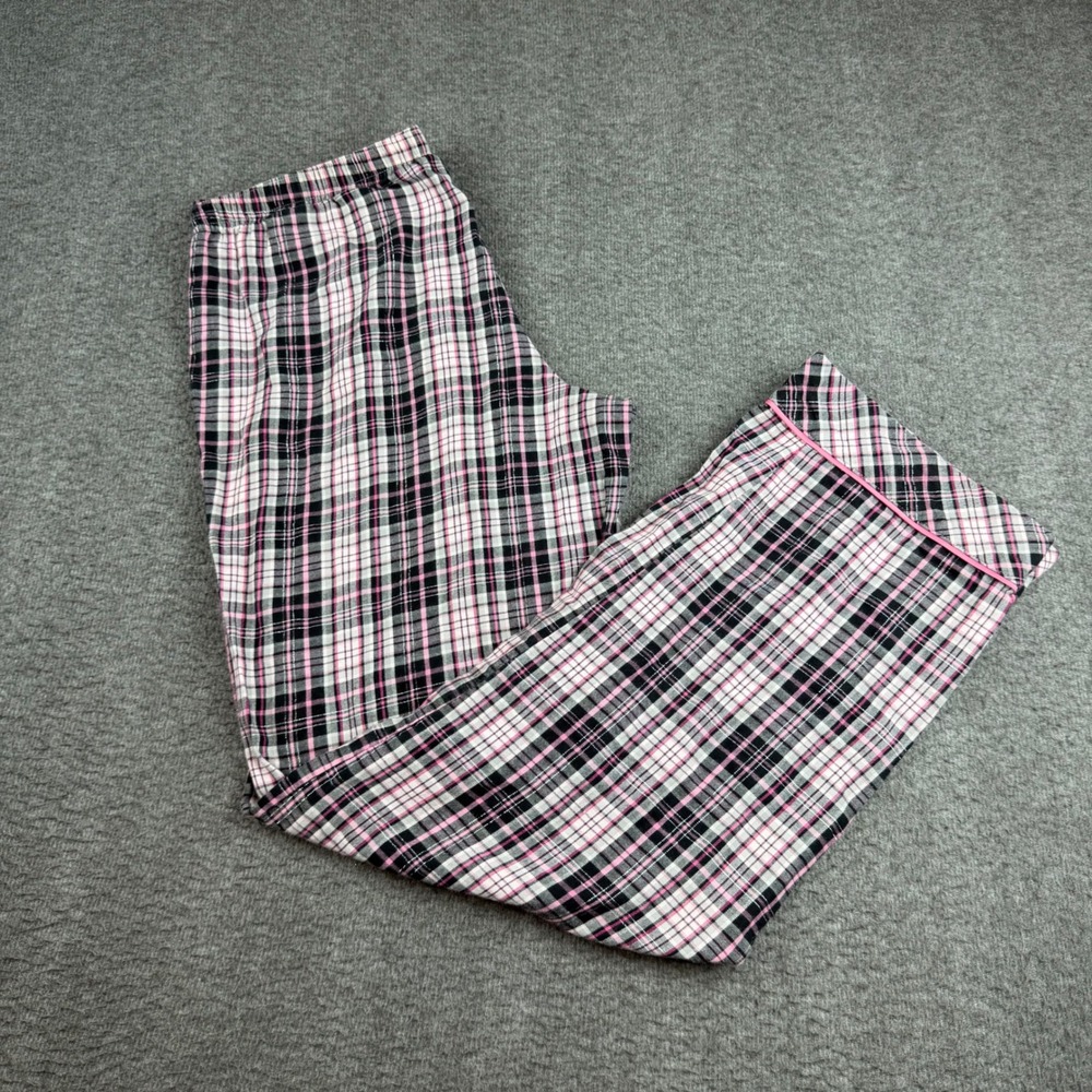 Victoria's Secret Pajama Pants Women Small Pink Black Plaid Sleep Lounge Bottoms